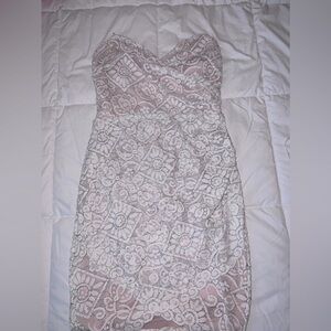 NWT White lace strapless mini dress size small
